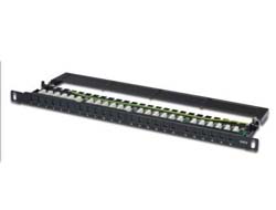 DIGITUS CAT 6, Klasse E High Density Patch Panel, ungeschirmtCAT 6 Patch Panel,ungeschirmt,24-Port RJ45 mit Klappen - 8P8C - LSA - 0,5HE - 19" Rack Mount - sw