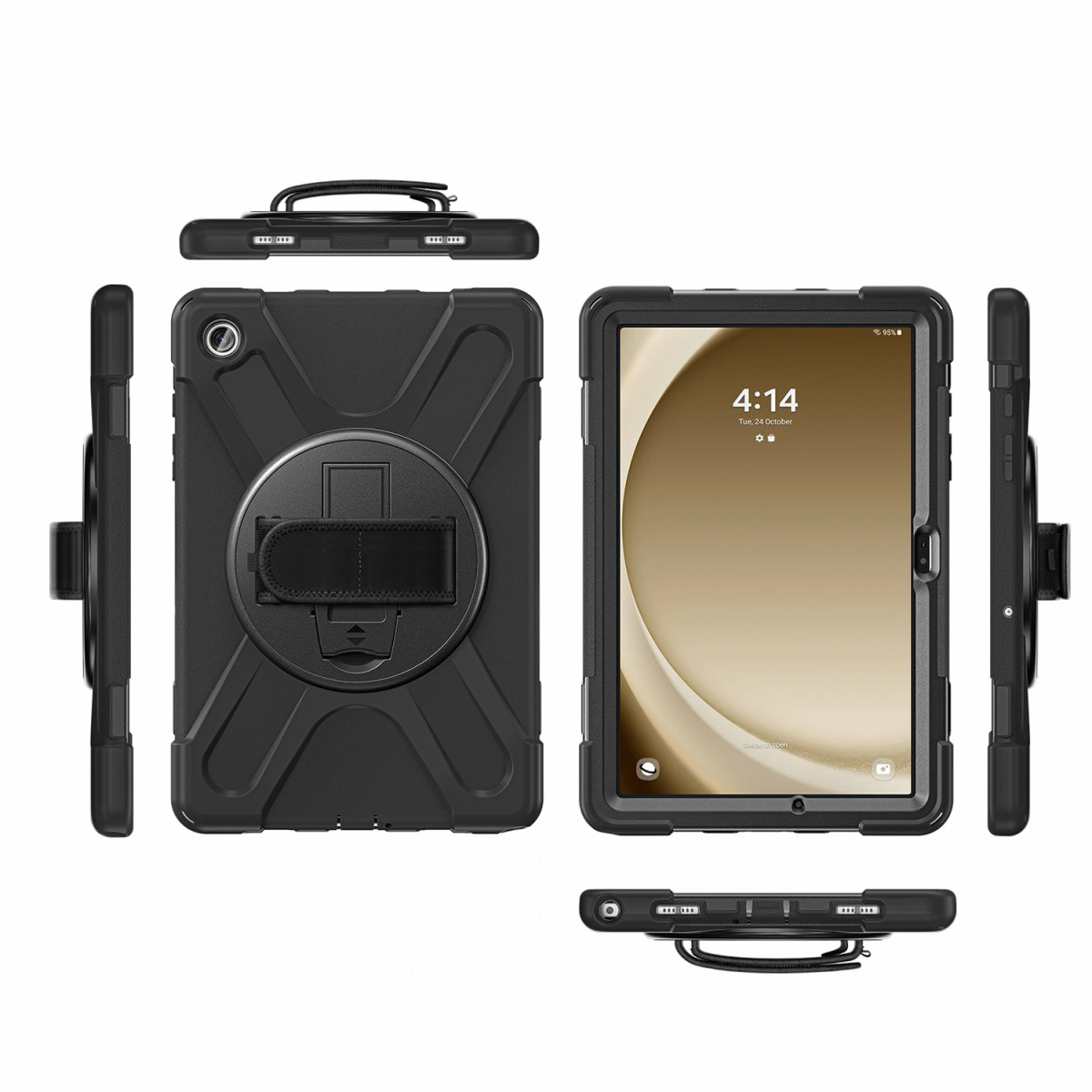 4smarts GRIP - Hintere Abdeckung für Tablet - widerstandsfähig - Polycarbonat, Thermoplastisches Polyurethan (TPU)Gummi - Schwarz - für Samsung Galaxy Tab A9+