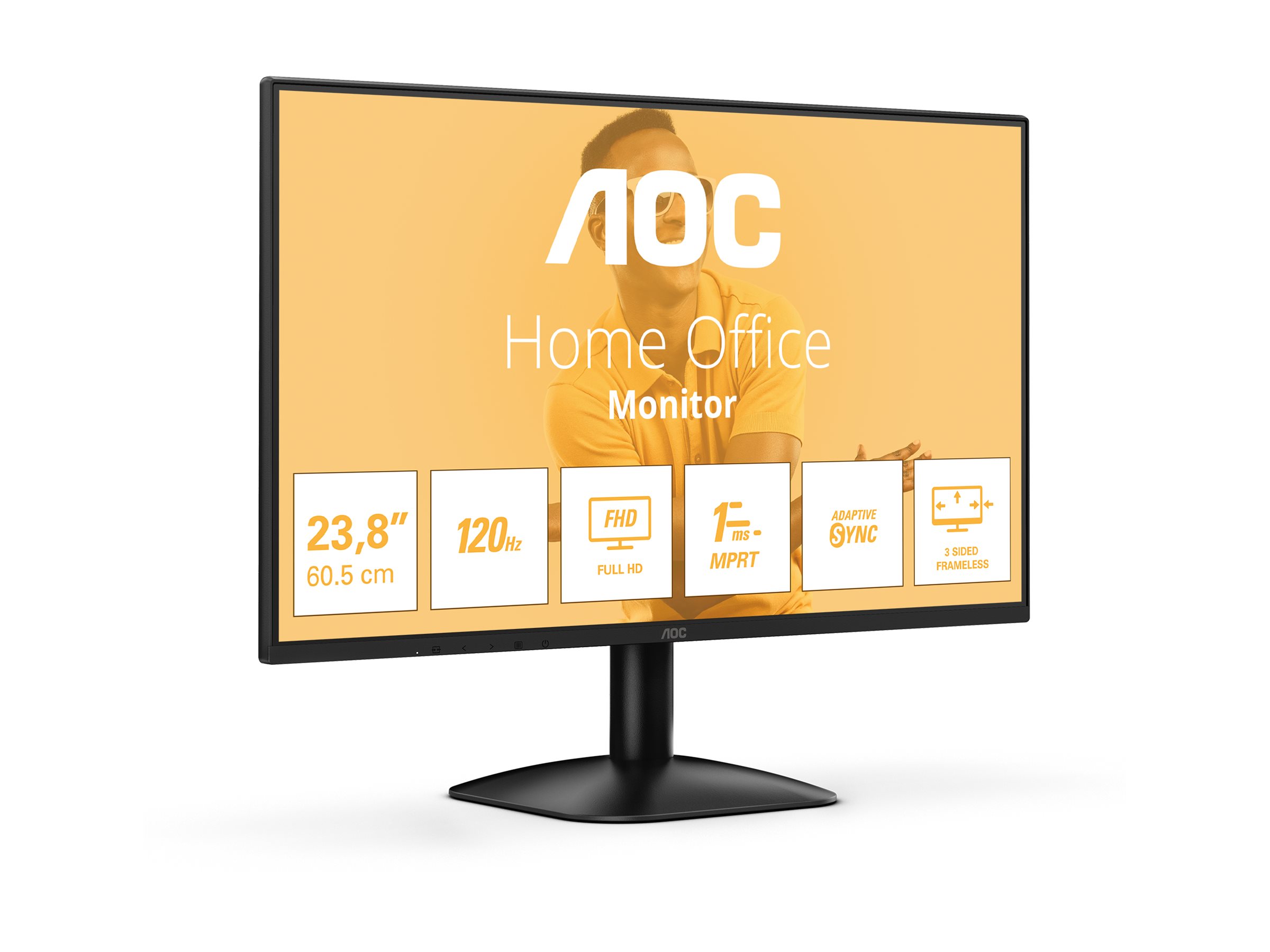 AOC 24B31H - LED-Monitor - 61 cm (24") (23.8" sichtbar) - 1920 x 1080 Full HD (1080p)@ 120 Hz - IPS - 300 cd/m² - 1500:1 - 1 ms - HDMI - VGA - Schwarz