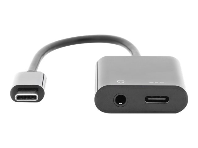 DIGITUS USB-C Adapter / Konverter, USB-C auf USB-C  + 3.5mm KlinkeUSB-C männlich zu mini-phone stereo 3.5 mm - USB-C weiblich - 20 cm - Schwarz