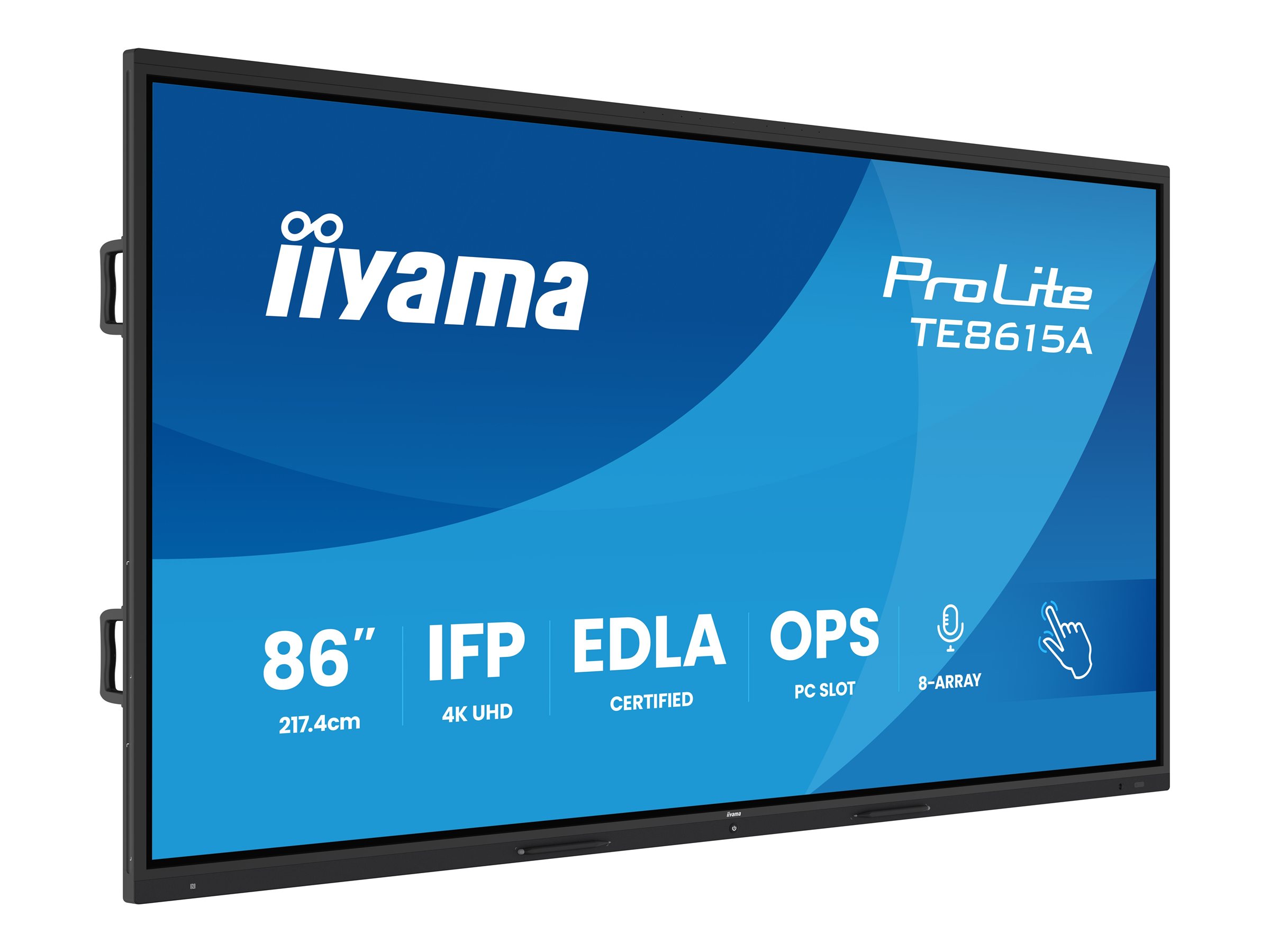 Iiyama ProLite TE8615A-B2AG - 218 cm (86") Diagonalklasse (217.4 cm (85.6")sichtbar) LCD-Display mit LED-Hintergrundbeleuchtung - interaktive Digital Signage - mit Touchscreen (Multi-Touch) / 8-Mikrof