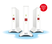 FRITZ! Mesh Set 4200, Rot, Weiß, 2x2/4x4, Netzwerk-Repeater, Leistung, WLAN, Dual-Band (2,4 GHz/5 GHz), Wi-Fi 6E (802.11ax)4200 Mbit/s - Wi-Fi 6E -  - Gigabit Ethernet