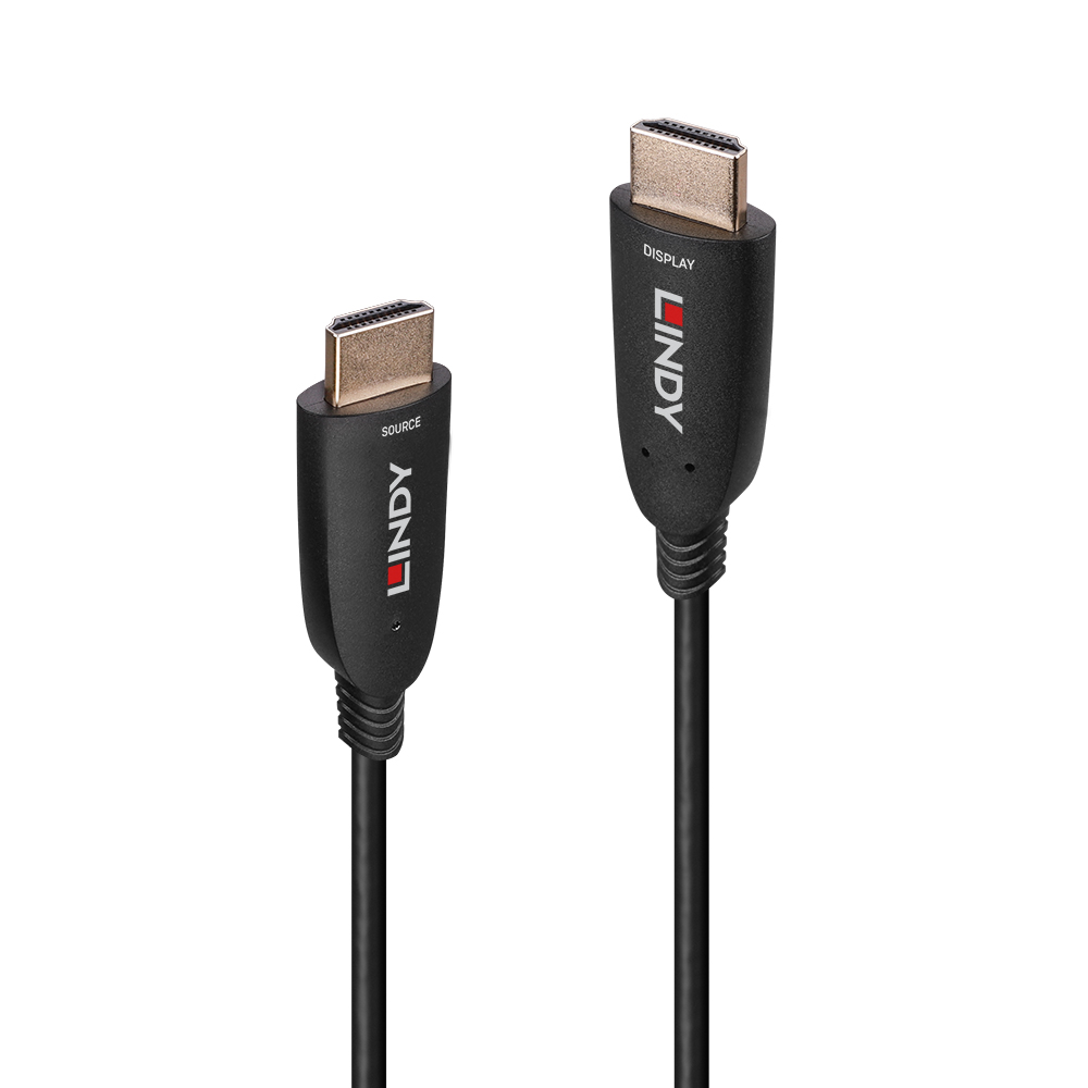 Lindy HDMI-Kabel - HDMI männlich zu HDMI männlich - 30 m - Glasfaser - Schwarz - unterstützt 8K 60 Hz (7680 x 4320)unterstützt 4K 120 Hz (3840 x 2160) - Hybrid