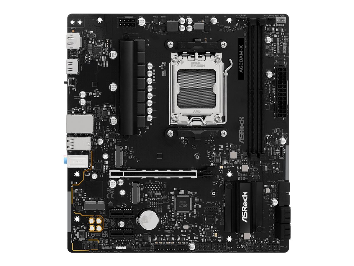 ASRock A620AM-X - Motherboard - micro ATX - Socket AM5 - AMD A620A Chipsatz - USB 3.2 Gen 1, USB-C 3.2 Gen 1 - 2.5 Gigabit LAN - Onboard-Grafik (CPU erforderlich)