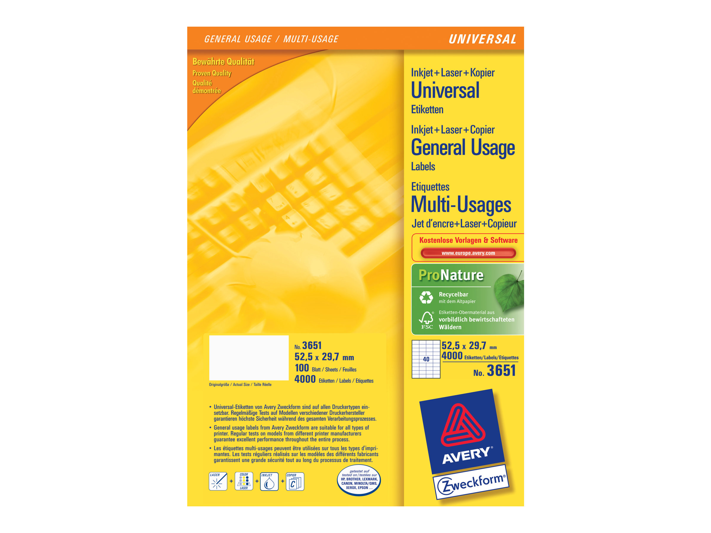 Avery Zweckform Avery - Glänzend - weiß - ANSI A (Letter) (216 x 279 mm)