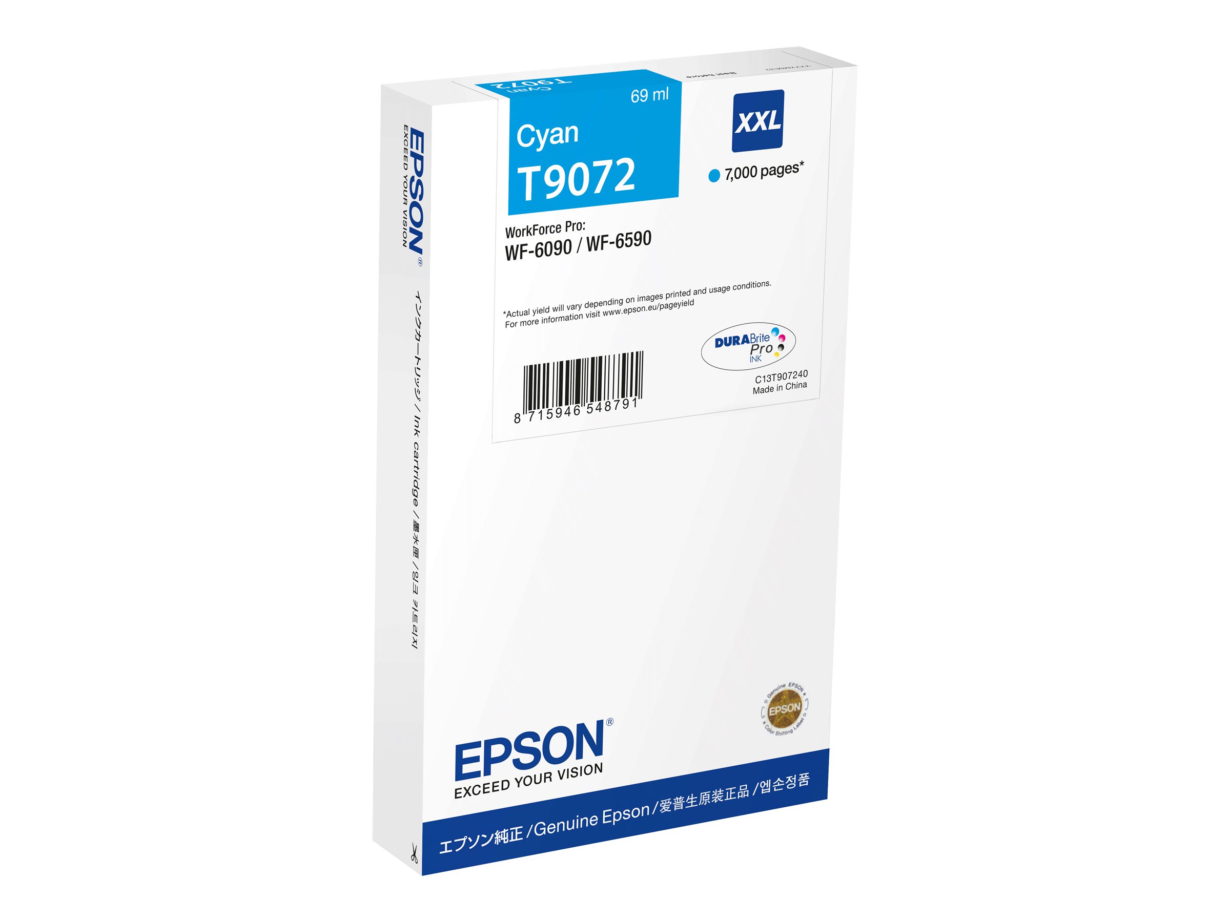 Epson T9072 - 69 ml - Größe XXL - Cyan - originalBox - Tintenpatrone - für WorkForce Pro WF-6090 - WF-6590