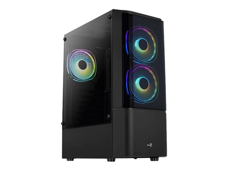 AEROCOOL ADVANCED TECHNOLOGIES AeroCool Quantum - Mid tower - ATX - Seitenteil mit Fenster (gehärtetes Glas)keine Spannungsversorgung (ATX) - Schwarz - USB/Audio