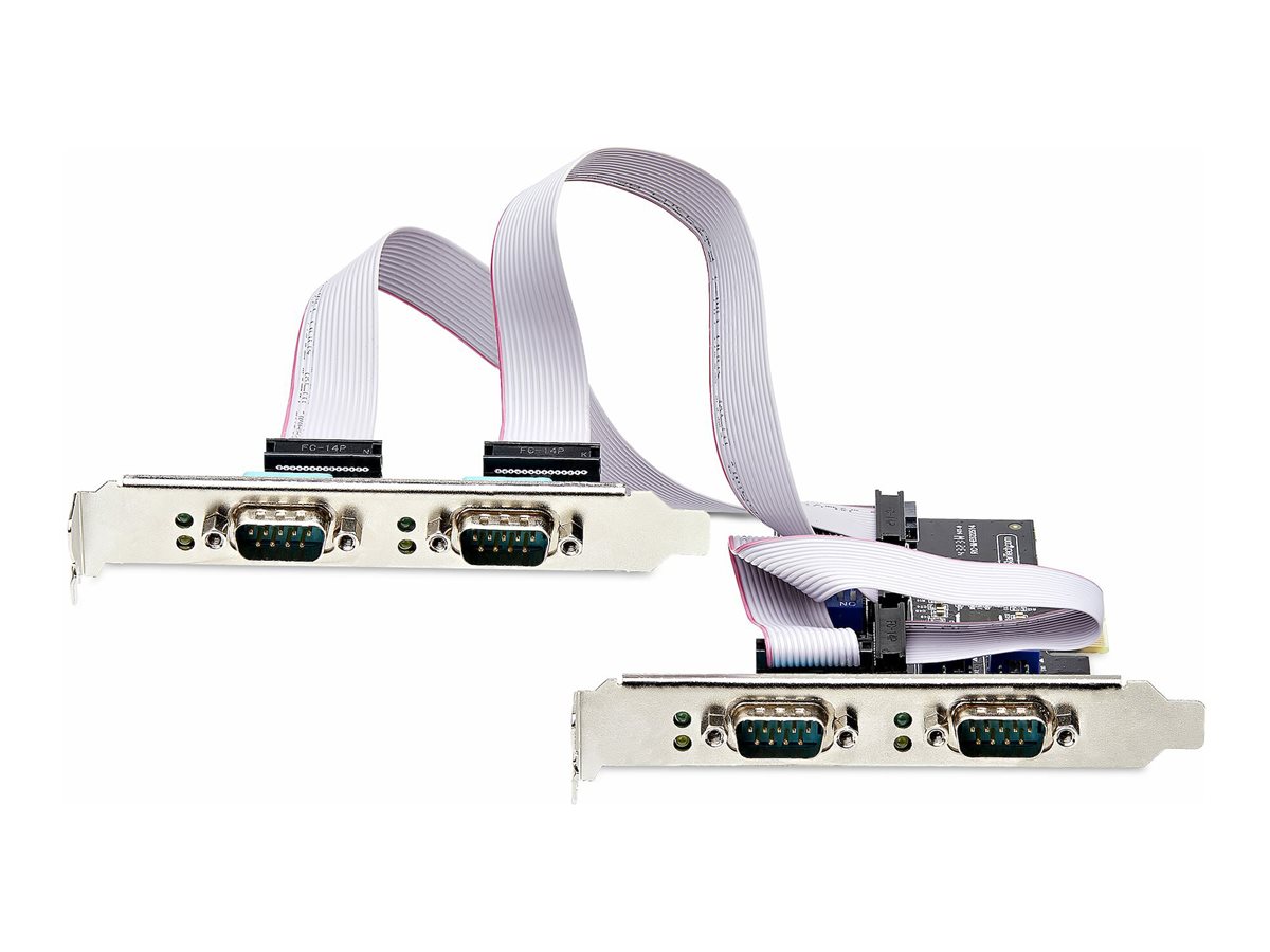 StarTech.com Startech 4-Port Serielle PCIe Karte, RS232/RS422/RS485Serielle Karte - Serieller Adapter - PCI Express x1 Low-Profile - RS-232 x 4 - Schwarz - TAA-konform