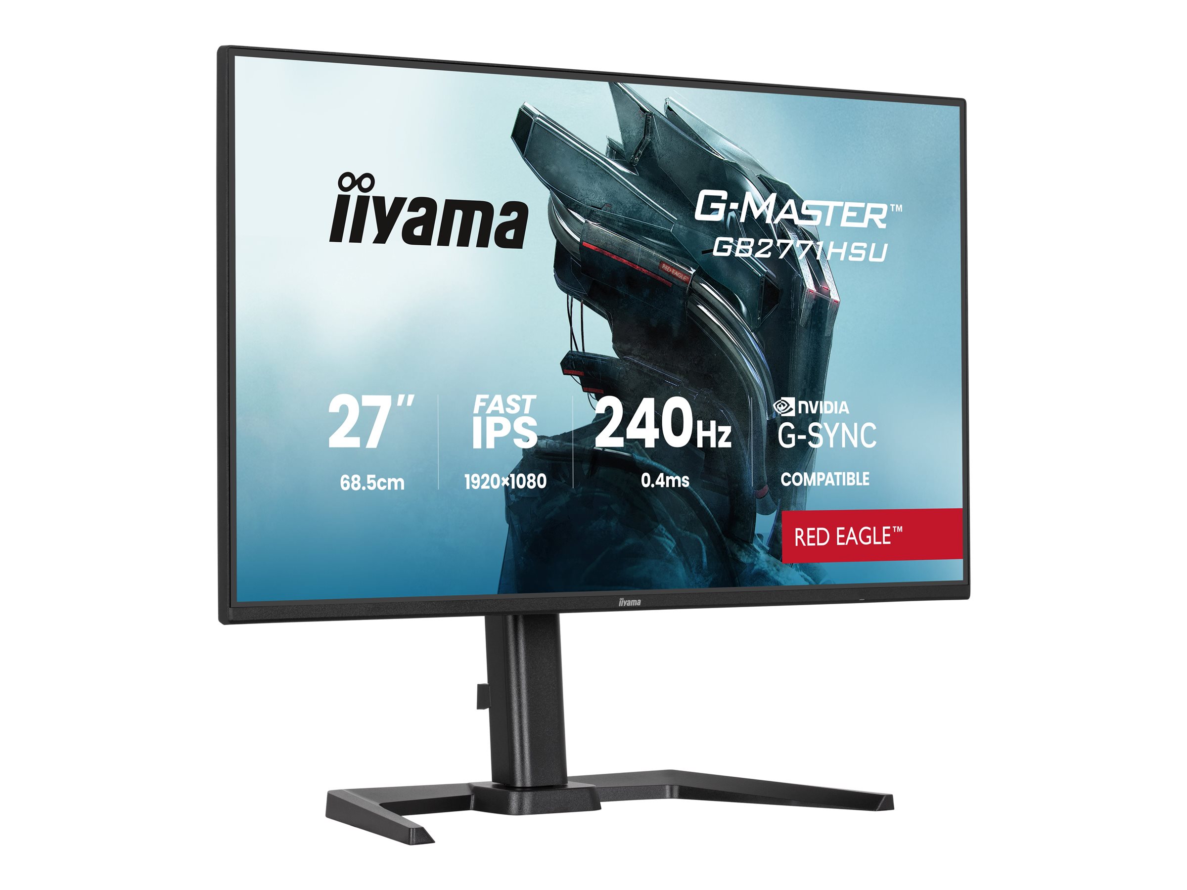 Iiyama G-MASTER Red Eagle GB2771HSU-B1 - LED-Monitor - Gaming - 68.6 cm (27")1920 x 1080 Full HD (1080p) @ 240 Hz - Fast IPS - 350 cd/m² - 1000:1 - 0.4 ms - HDMI - DisplayPort - Lautsprecher - Schwarz