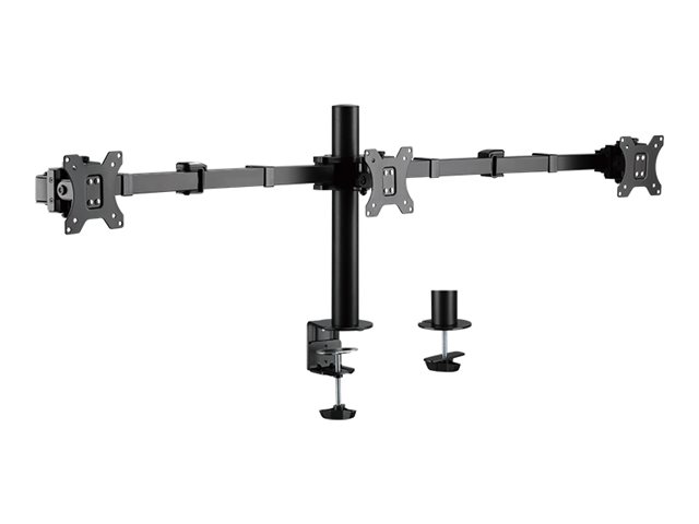 LogiLink Befestigungskit (Klammer, Kabeldurchführungsklemme, Stange, 2 Gelenkarme) - für 3 LCD-Anzeigen - Stahl - Schwarz - Bildschirmgröße: 43.2-68.6 cm (17"-27")Tischmontage