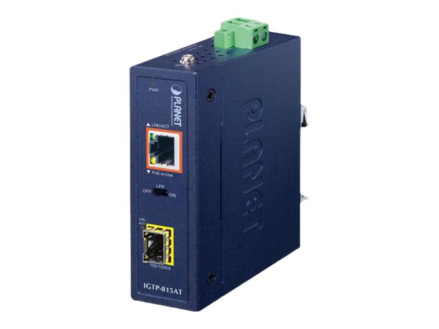 Planet IGTP-815AT - Medienkonverter - 1GbE - 10Base-T, 100Base-TX, 1000Base-T, 1000Base-X, 100Base-X - SFP (mini-GBIC)/ RJ-45