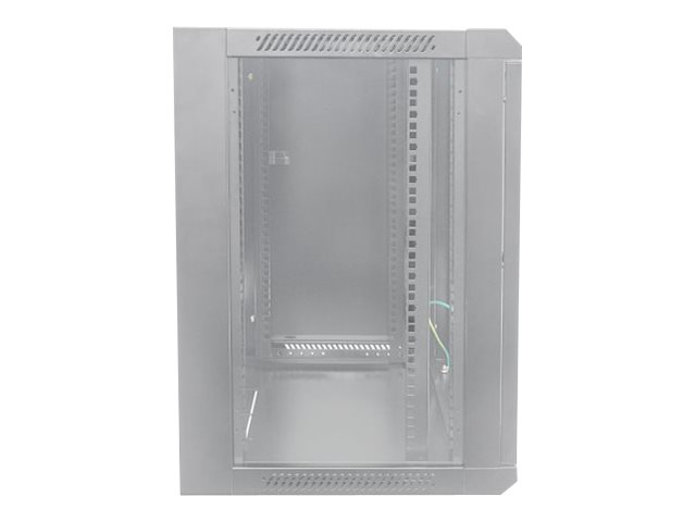 Intellinet Network Cabinet, Wall Mount (Standard), 9U, Usable Depth 260mm/Width 510mm, Grey, Flatpack, Max 60kg, Metal & Glass Door, Back Panel, Removeable Sides, Suitable also for use on desk or floo