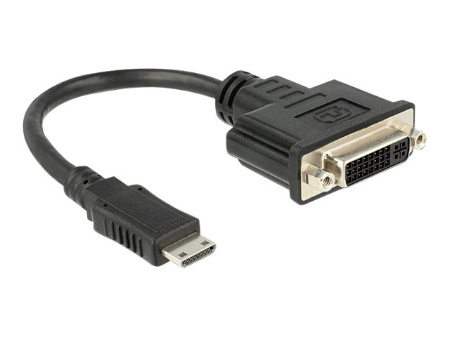 Delock Videoadapter - 19 pin mini HDMI TypeC männlich zu DVI-I weiblich - 20 cm - Schwarz