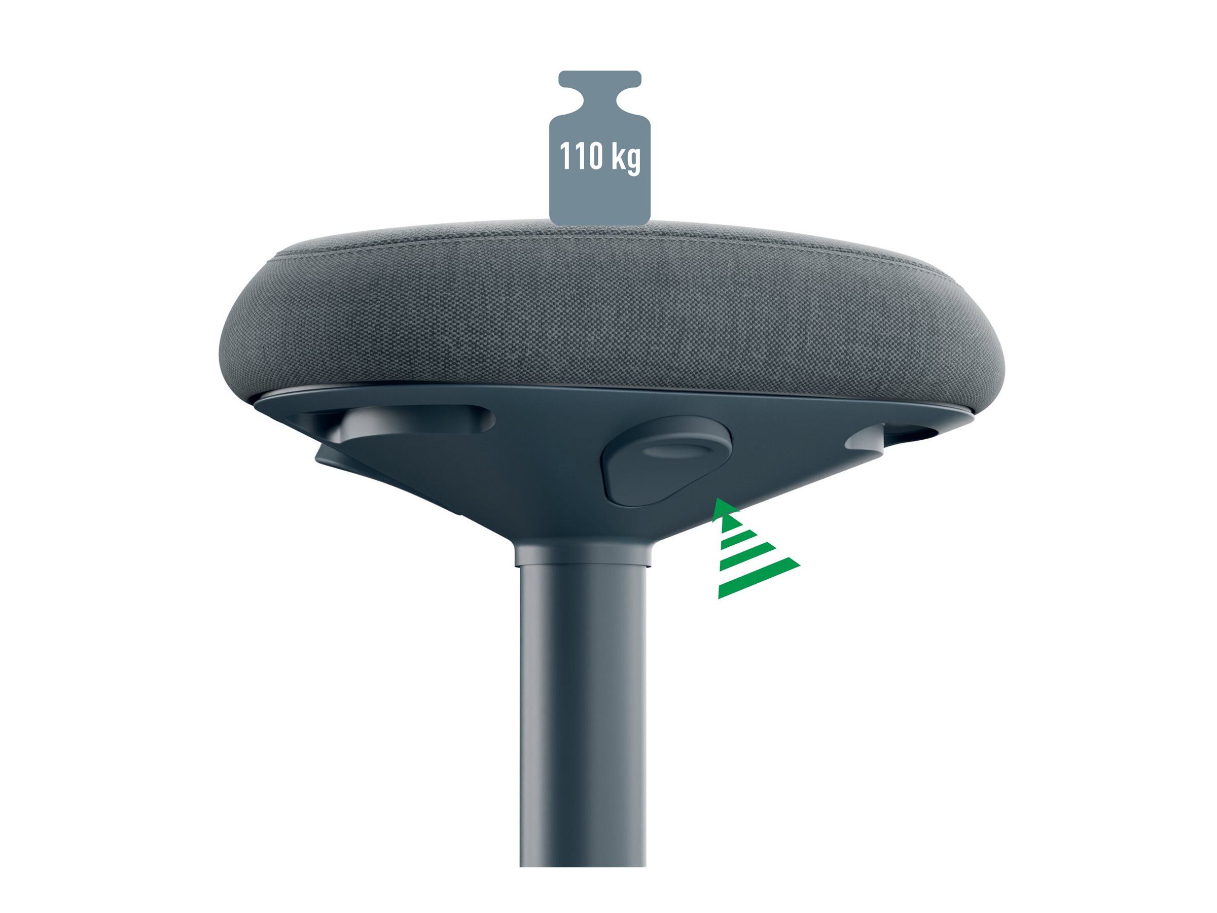 Esselte Leitz Ergo Active - Hocker - ergonomisch - dreieckigDrehgelenk - 100 % recycelter Stoff - Dunkelgrau