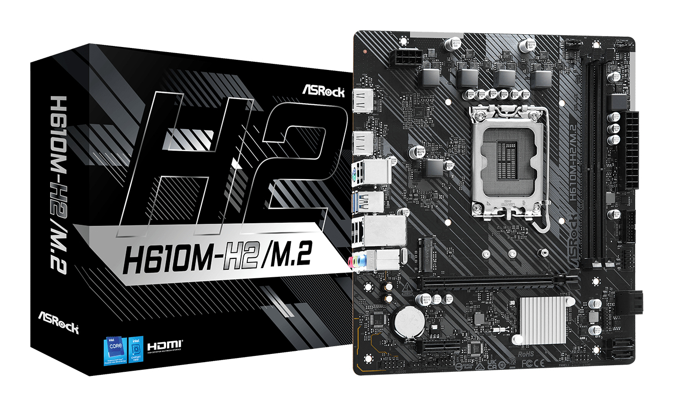 ASRock H610M-H2/M.2, Intel, LGA 1700, Intel Core i3 12th Gen, Intel Core i3 13th Gen, Intel Core i3 14th Gen, Intel Core i5 12th Gen,..., DDR4-SDRAM, 64 GB, DIMMATX - 64 GB - DDR4 - DIMM - SATA - Audi