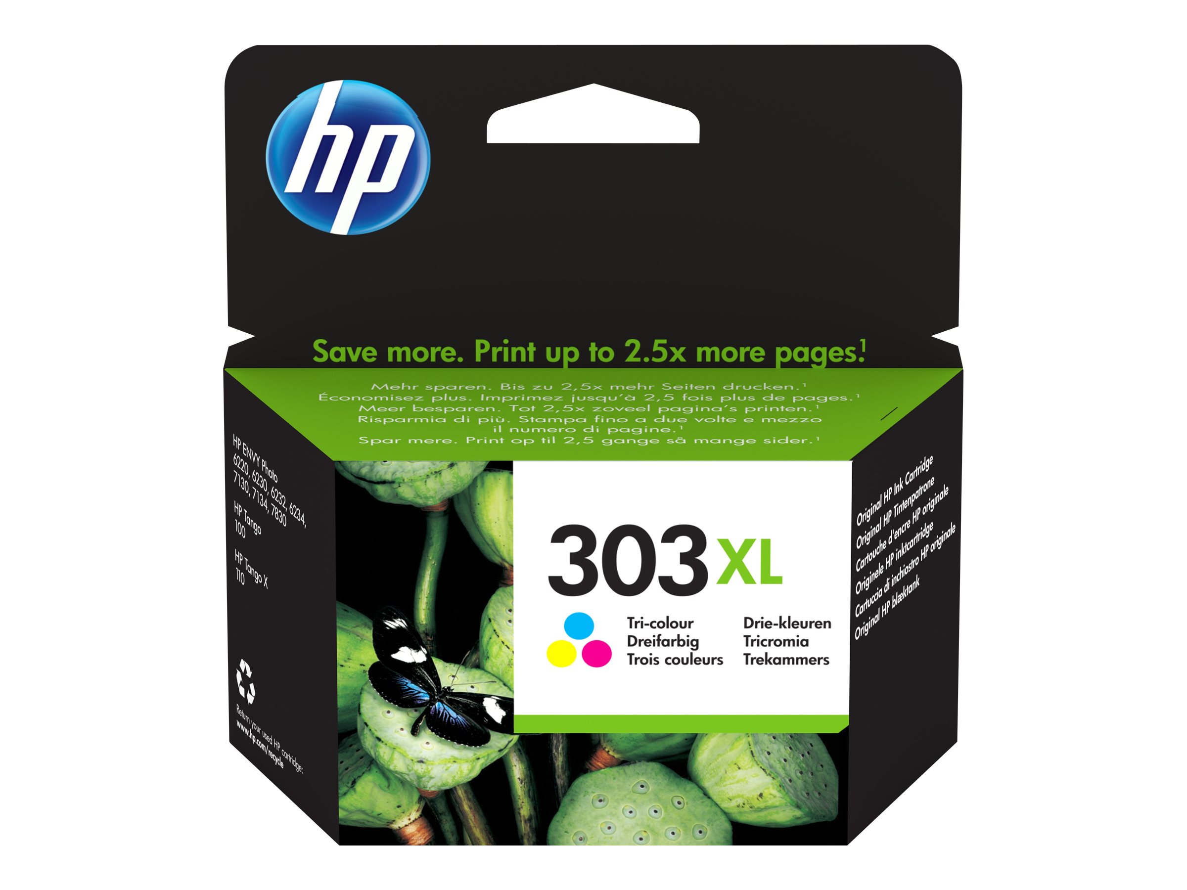 HP 303XL - 10 ml - Hohe Ergiebigkeit - Farbe (Cyan, Magenta, Gelb)original - Tintenpatrone - für ENVY Photo 62XX - Photo 71XX - Photo 78XX; ENVY Inspire 72XX - 79XX
