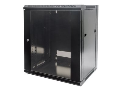 Intellinet Network Cabinet, Wall Mount (Standard), 15U, Usable Depth 260mm/Width 510mm, Black, Flatpack, Max 60kg, Metal & Glass Door, Back Panel, Removeable Sides,Suitable also for use on desk or flo