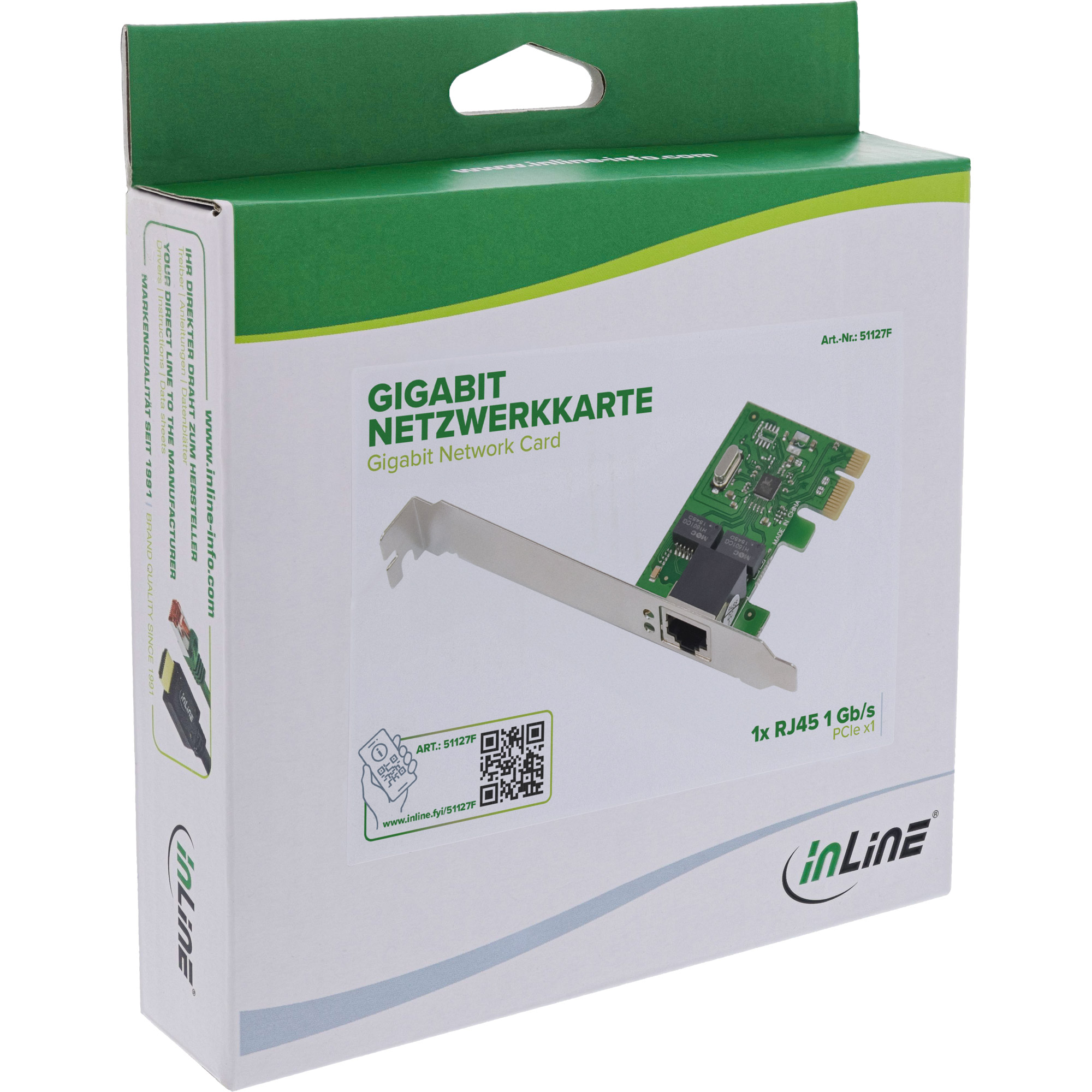 InLine Gigabit Netzwerkkarte - 1x RJ45 1Gb/s - PCIe x1 - inkl. Low-ProfileGigabit Netzwerkkarte - 1x RJ45 1Gb/s - PCIe x1 - inkl. Low-Profile