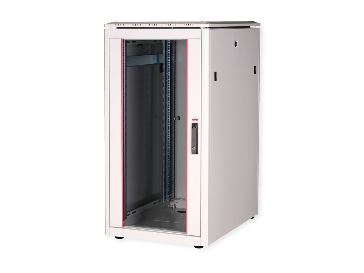 ROLINE Pro - Schrank Netzwerkschrank - mit Glastür, 600 x 800 mm (B x T)RAL 7035 - Hellgrau - 22U - 48.3 cm (19")