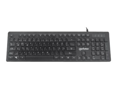 Manhattan Gaming USB Keyboard, Low Force Key Edition, 12 Multimedia Keys, Rainbow-LED Backlighting, USB-A, Black, Retail Box (German layout)Low-Force Key Edition - Tastatur - hintergrundbeleuchtet - U