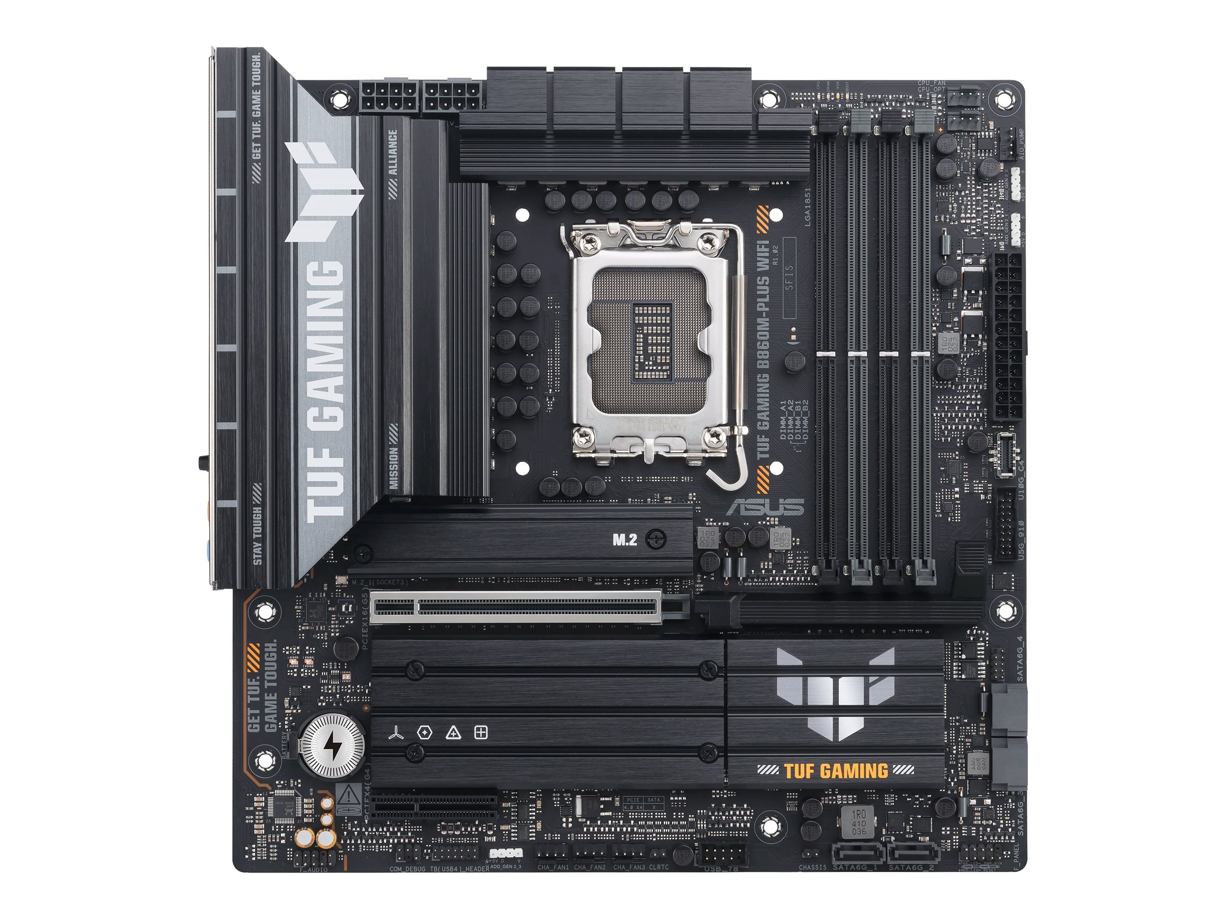 ASUS TUF GAMING B860M-PLUS WIFI - Motherboard - micro ATX - LGA1851 Sockel - B860 Chipsatz - USB-C 3.2 Gen 2x2, USB 3.2 Gen 2, USB 3.2 Gen 1, USB-C 3.2 Gen2 - 2.5 Gigabit LAN, Bluetooth, Wi-Fi 7 - Onb