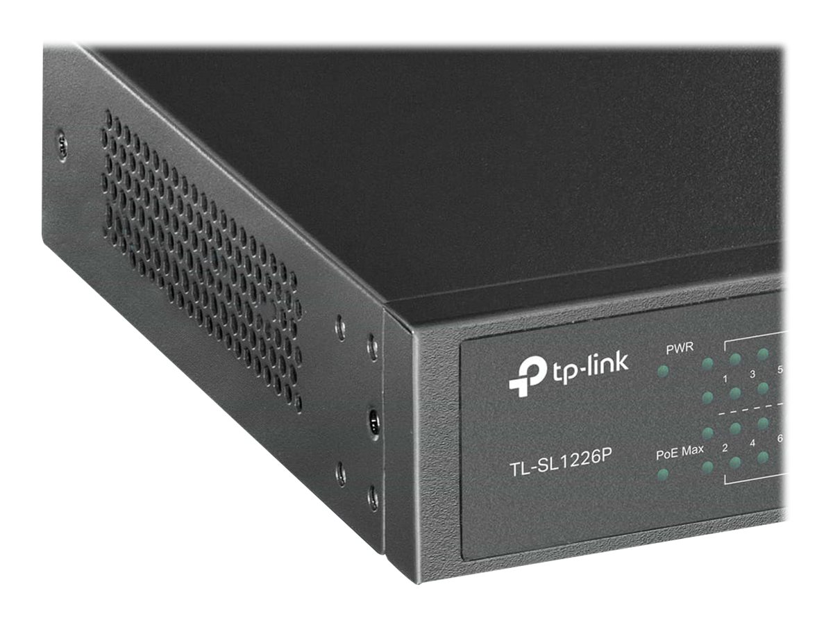 TP-LINK TL-SL1226P - Switch - unmanaged - 24 x 10/100 (PoE+)+ 2 x 10/100/1000 + 2 x Kombi-Gigabit-SFP - Desktop - an Rack montierbar - PoE+ (250 W)