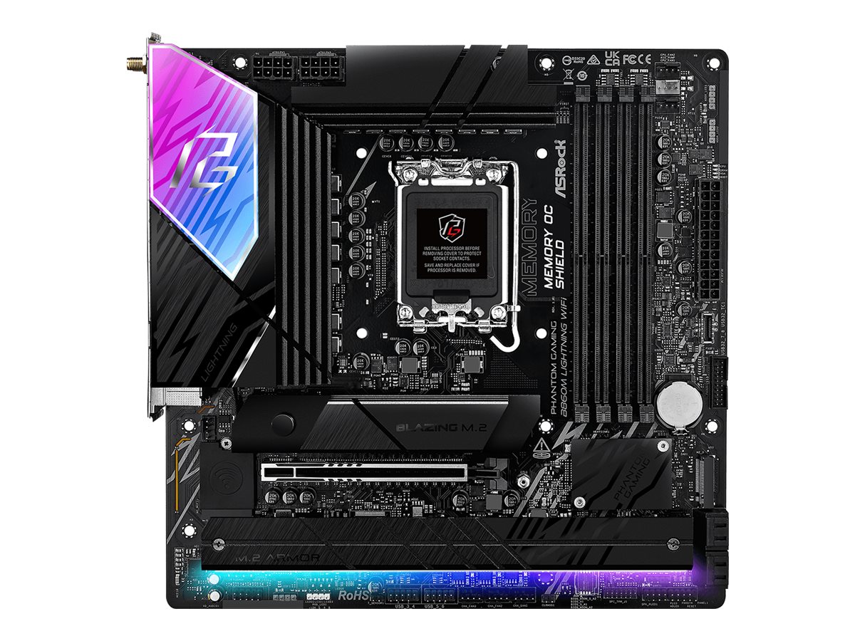 ASRock B860 Lightning WiFi, Intel, LGA 1851 (Socket V1), Intel Core Ultra (Series 2), DDR5-SDRAM, 256 GB, DIMM256 GB - DDR5 - DIMM - RAID Level: 0 - 1 - 5 - 10 - SATA 6 GB/s - SATA - Bluetooth - Gigab