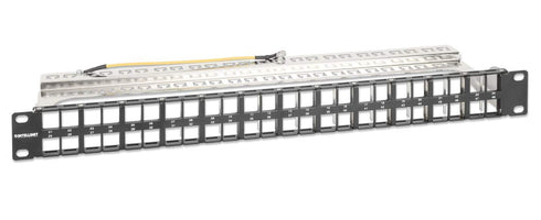Intellinet Leeres Keystone-Patchpanel - Rack montierbar - abgeschirmt - Schwarz - 1U - 48.3 cm (19")48 Ports