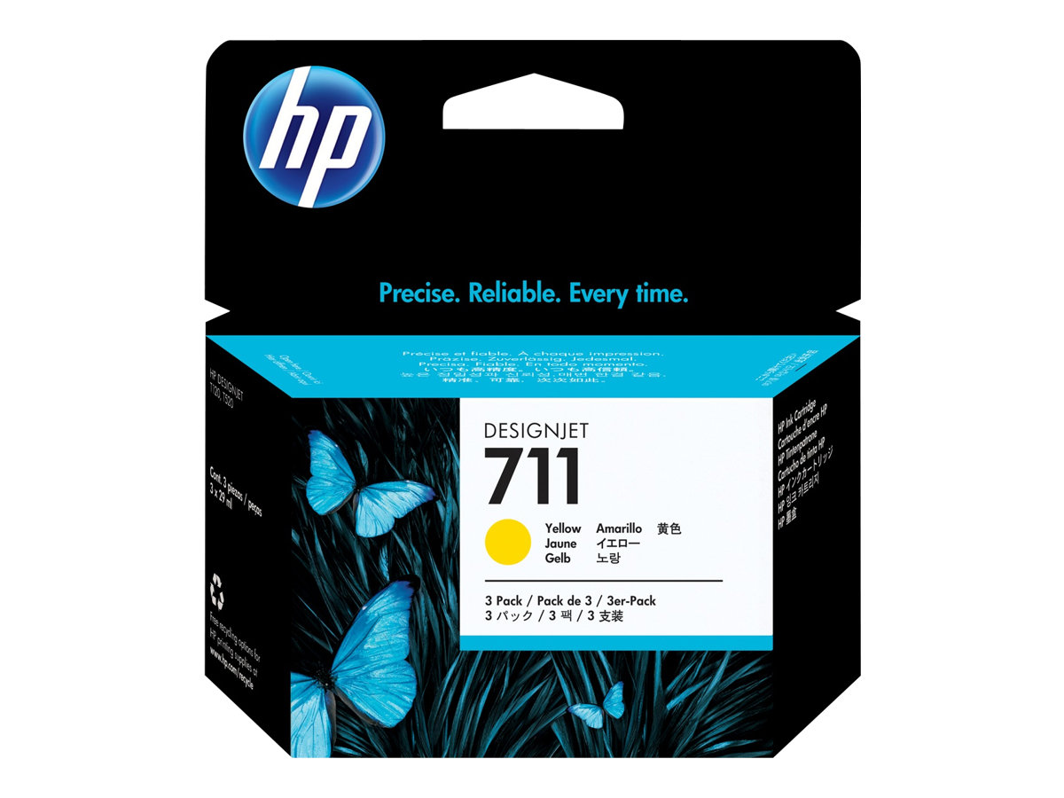HP 711 - 3er-Pack - 29 ml - Gelb - original -DesignJet - Tintenpatrone - für DesignJet T100 - T120 - T120 ePrinter - T125 - T130 - T520 - T520 ePrinter - T525 - T530