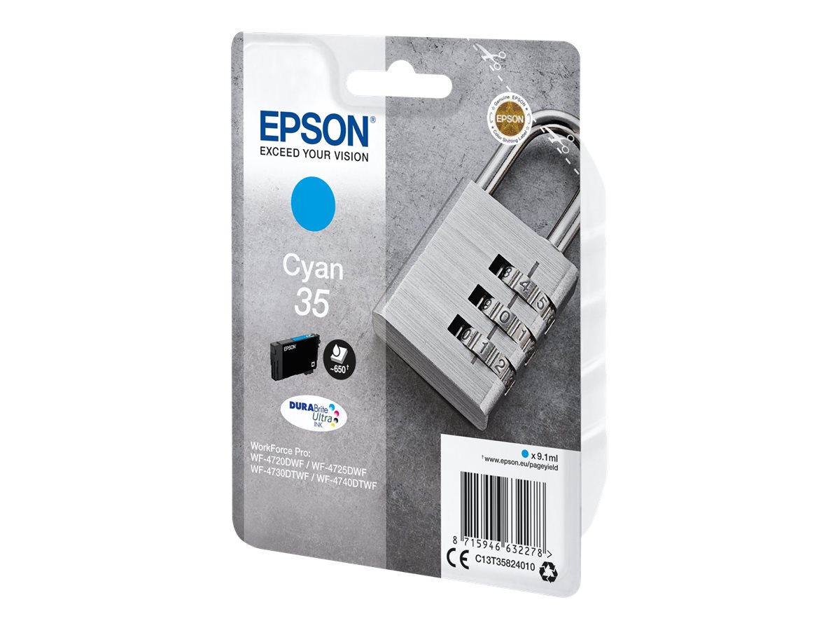 Epson 35 - 9.1 ml - Cyan - original - Tintenpatronefür WorkForce Pro WF-4720 - WF-4720DWF - WF-4725DWF - WF-4730 - WF-4730DTWF - WF-4740 - WF-4740DTWF