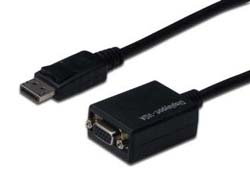 DIGITUS DisplayPort Adapter / Konverterzu HD-15 (VGA) (W) - 15 cm - geformt - Schwarz