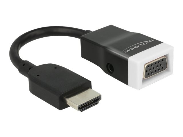 Delock Adapter HDMI-A Stecker > VGA Buchse mitAudio - Videokonverter - HDMI - VGA - Schwarz - weiß - retail