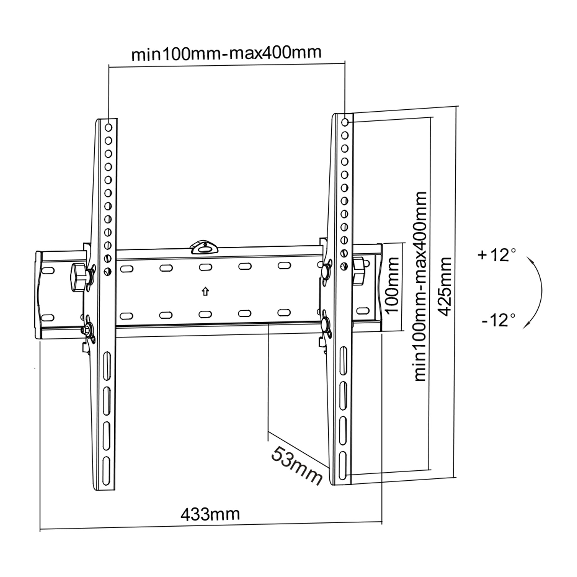 InLine Basic Wandhalterung neigbar - für Flach-TV 81-140cm (32-55") - max. 40kgWandmontage