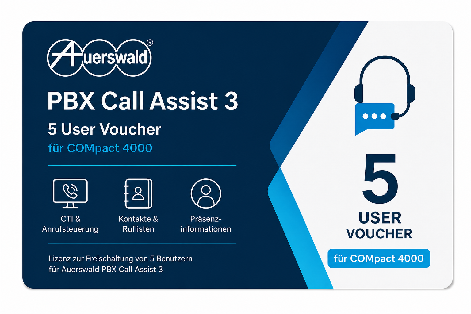 AUERSWALD PBX Call Assist 3 5 User Voucher für COMpact 4000