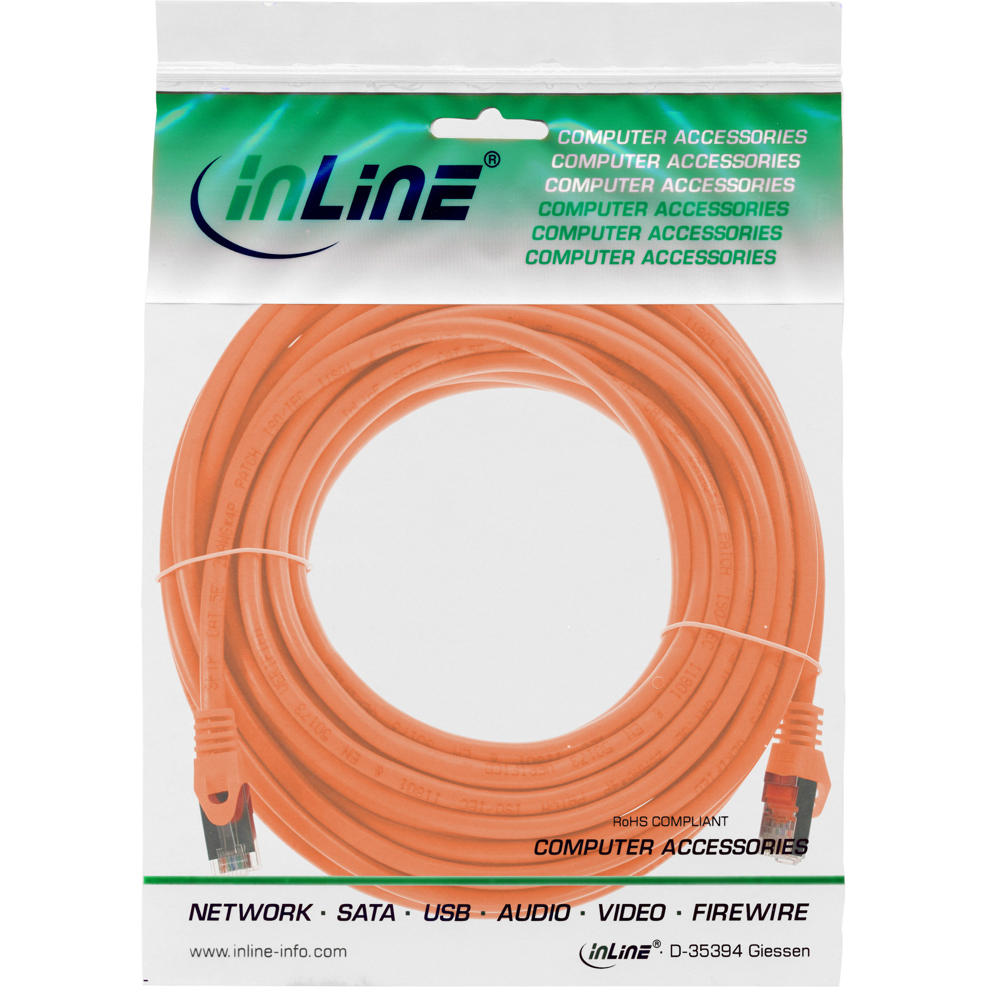 InLine Patchkabel - SF/UTP - Cat.5e - orange - 7,5m7.5 m - SFTP - CAT 5e - geformt - orange