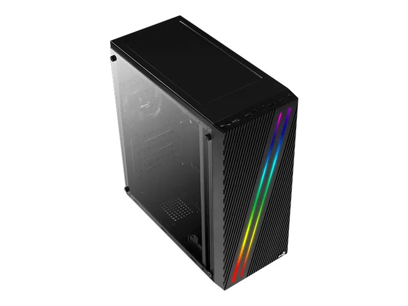 AEROCOOL ADVANCED TECHNOLOGIES AeroCool Streak - Tower - ATX - Seitenteil mit Fenster (Acryl)keine Spannungsversorgung (ATX) - Schwarz - USB/Audio