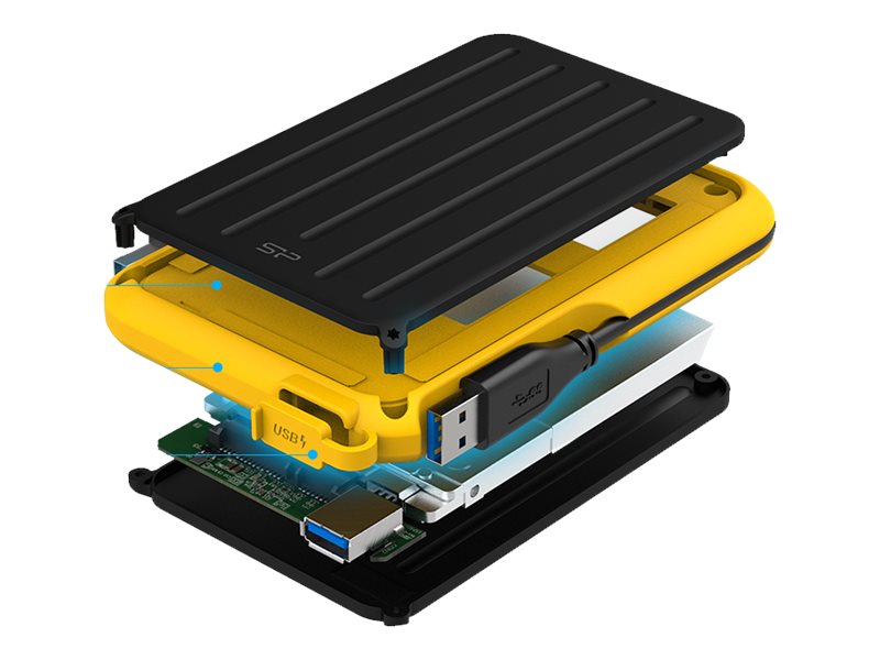 Silicon Power Armor A66 - Festplatte - 2 TB - extern (tragbar)USB 3.2 Gen 1 - Schwarz/Gelb