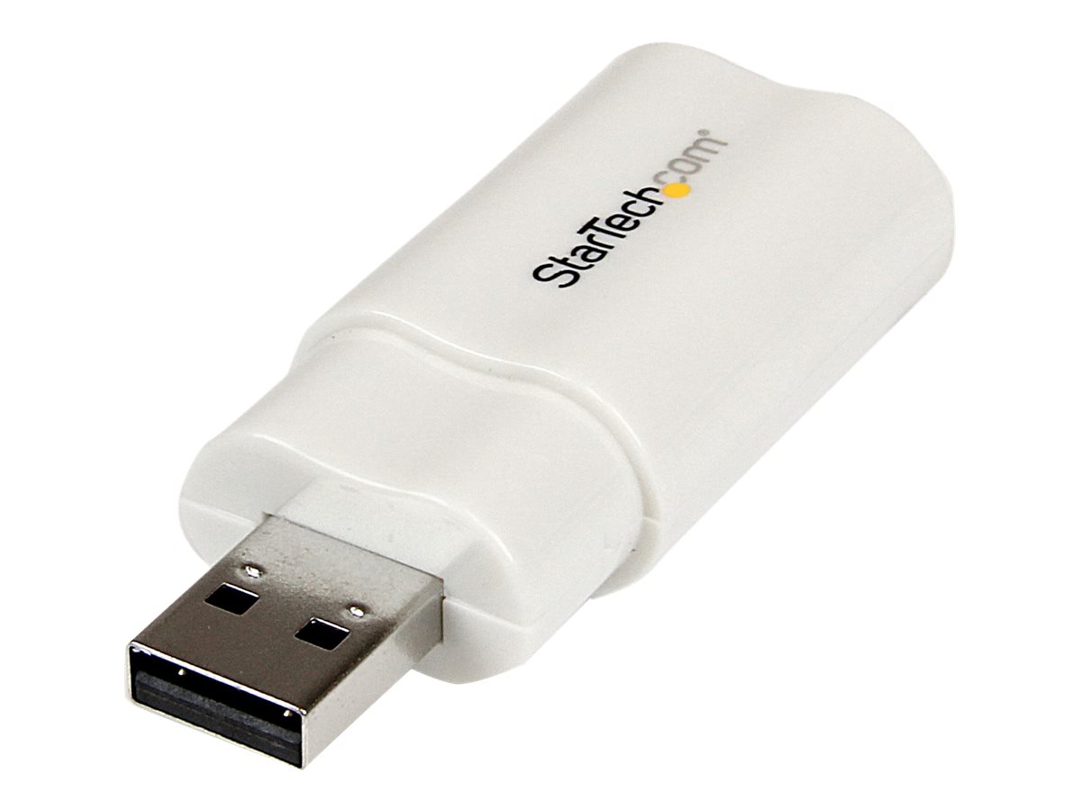 StarTech.com USB Audio Adapter - USB auf Soundkarte in weiß - Soundcard mit USB (Stecker)und 2x 3,5mm Klinke extern - Soundkarte - Stereo - USB 2.0 - für P/N: MU15MMS - MU6MMS