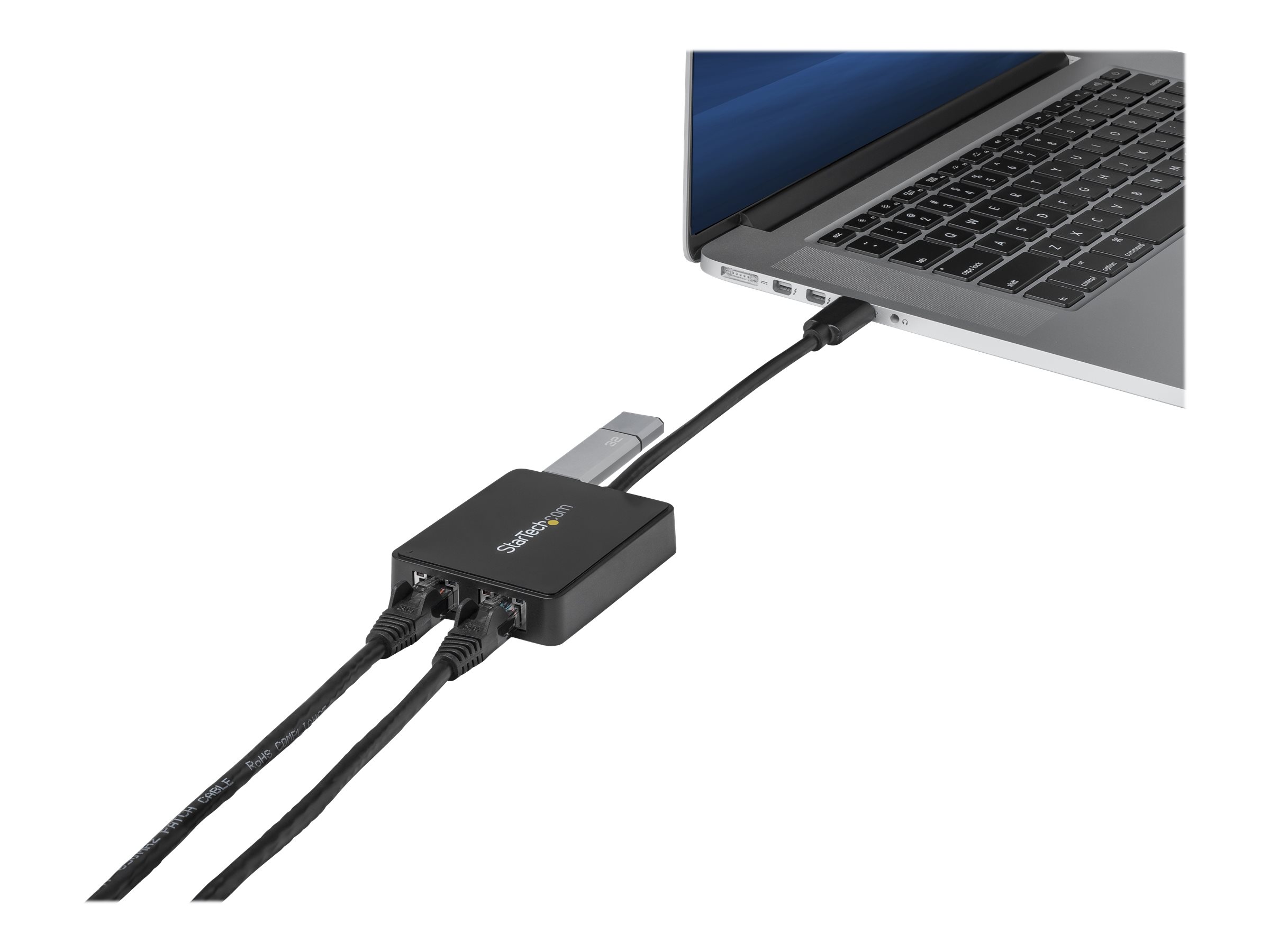 StarTech.com Startech USB 3.0 SuperSpeed auf Dual Port GigabitEthernet LAN Adapter - 10/100/1000 NIC Netzwerkadapter mit USB-Port - Schwarz - Netzwerkadapter - USB 3.0 - 1GbE - 1000Base-T - 2 Anschlüs