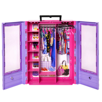 Mattel Fashionistas Kleiderschrank mit Tragegriff (lila/rosa) ausklappbar mit Zubehör, Puppen-Kleiderset, 3 Jahr(e), 120 g