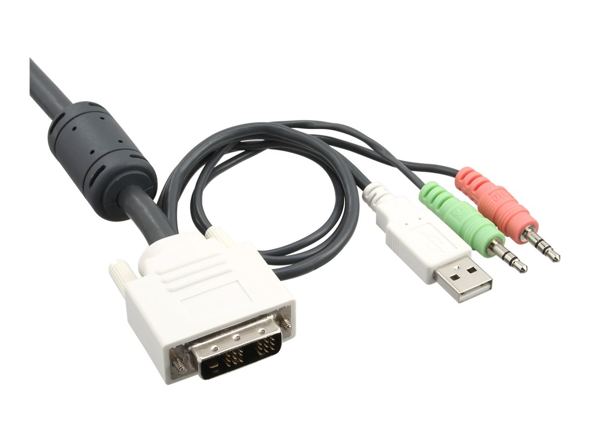 InLine KVM Switch - 2-fach - DVI-D - USB - mit Audio - integr. Kabel1 lokaler Benutzer - Desktop