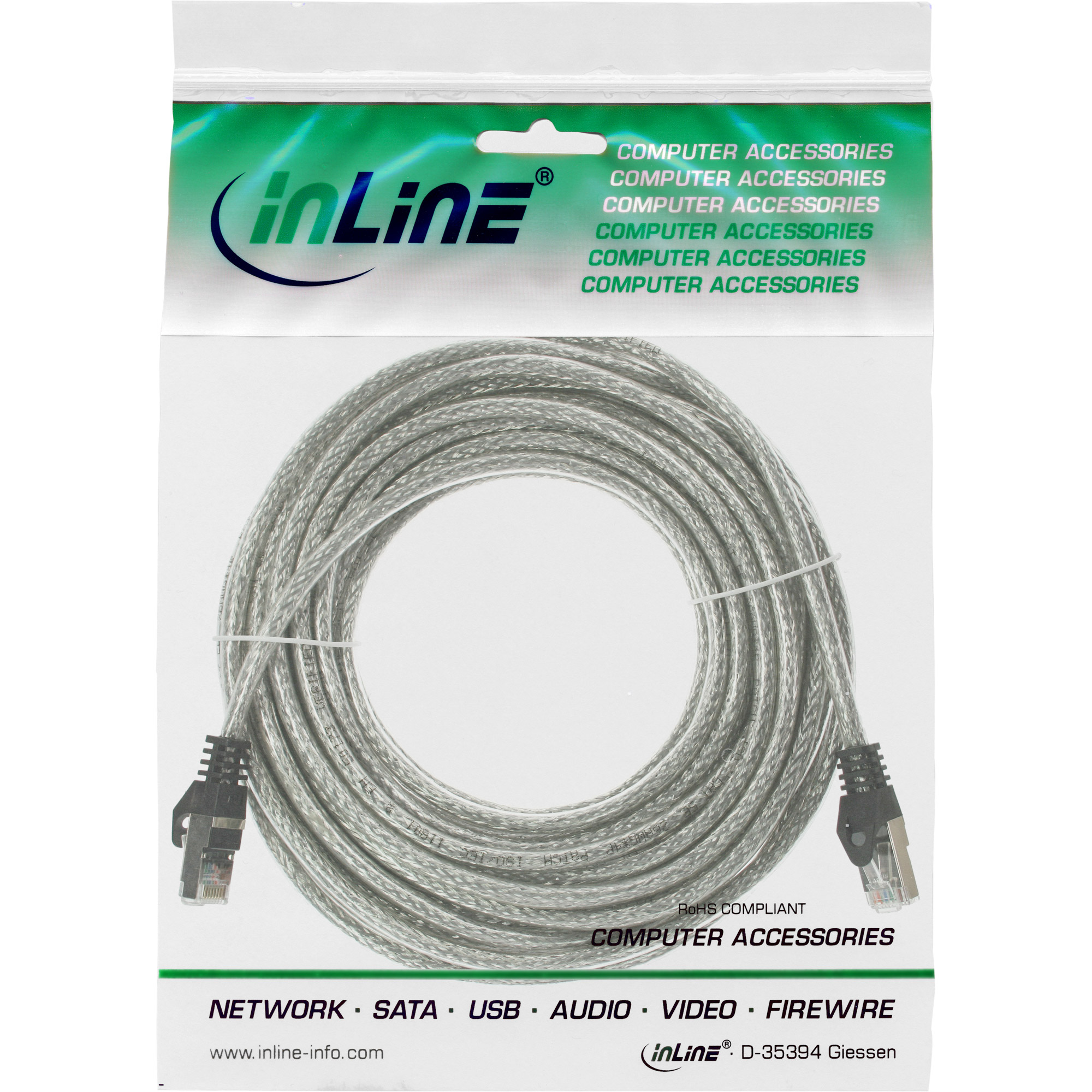 InLine Patchkabel - SF/UTP - Cat.5e - transparent - 30m30 m - SFTP - CAT 5e - geformt - durchsichtig