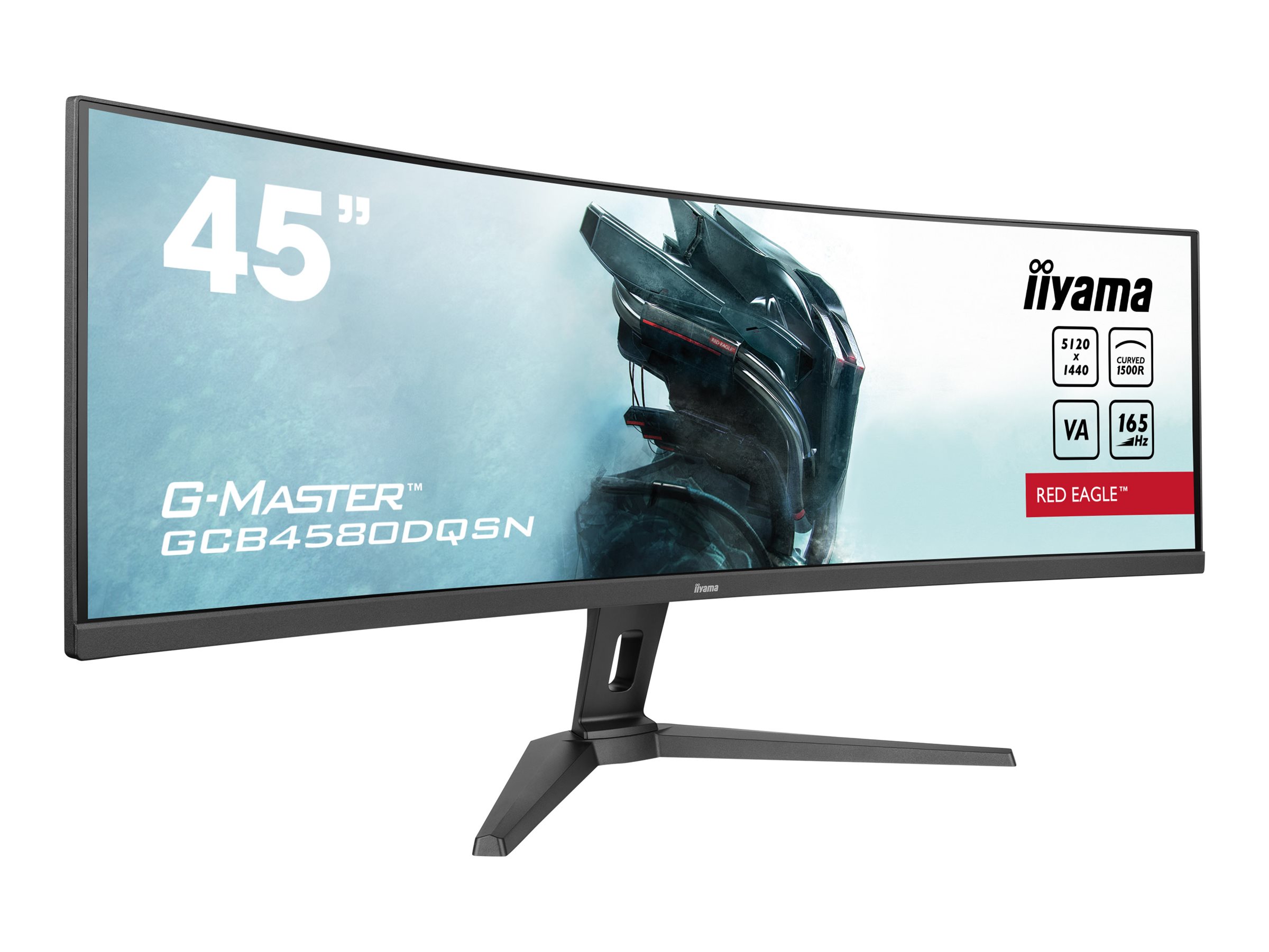 Iiyama G-MASTER Red Eagle GCB4580DQSN-B1 - LED-Monitor - Gaming - gebogen - 113 cm (44.5")5120 x 1440 Dual Quad HD @ 165 Hz - VA - 450 cd/m² - 3000:1 - 0.8 ms - 2xHDMI - DisplayPort - 2xUSB-C - Lautsp