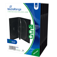 MEDIARANGE Retail pack 6er-DVD-Box - DVD Jewel Case - Kapazität: 6 CD/DVD (Packung mit 5)DVD-Leerhülle für 6 Discs - 22mm - schwarz - 5er Pack