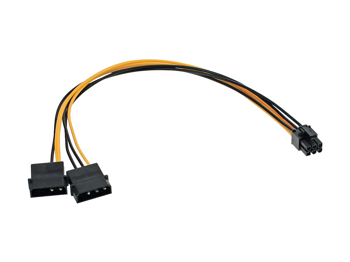 InLine Stromadapter int. - 2x4pol zu 6pol für PCIe (PCI-Express) Grafikkartenzu 6-poliges PCIe Power (M) - 25 cm - verseilt