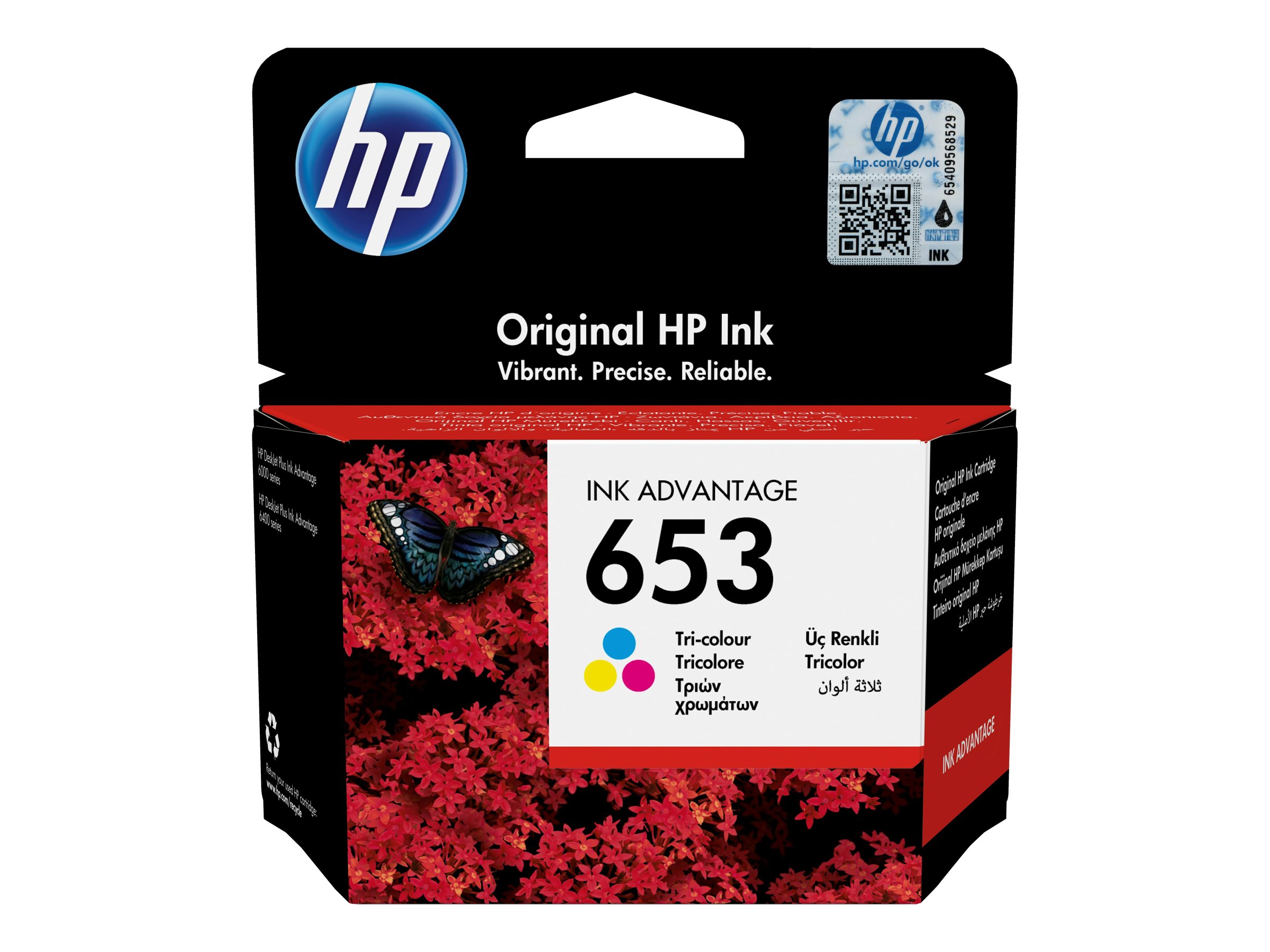 HP 653 - 5 ml - Farbe (Cyan, Magenta, Gelb) -original - Ink Advantage - Tintenpatrone - für DeskJet Plus Ink Advantage 6075 - Ink Advantage 6475 - Ink Advantage 6475 All-in-On