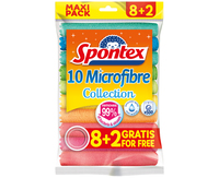 Spontex Microfibre Collection 8+2 Gratis, Mikrofaser, Mehrfarbig, Maschinenwäsche, 60 °C, 10 Stück(e), PlastikbeutelMicrofibre Collection 8+2 Gratis