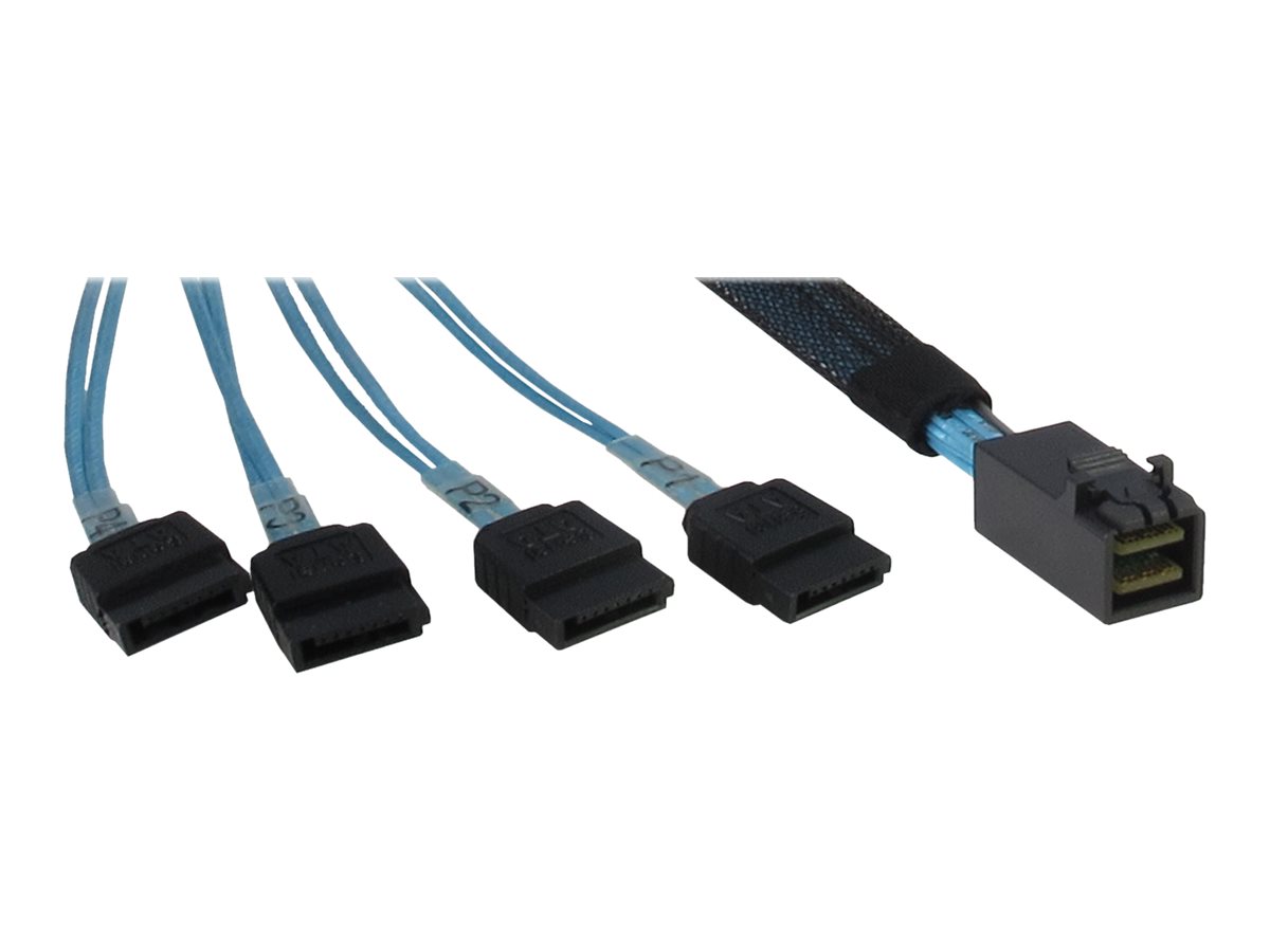 Inter-Tech SATA- / SAS-Kabel - SAS 12Gbit/s - 4x Mini SAS HD (SFF-8643)zu SATA - 50 cm - Schwarz - Blau