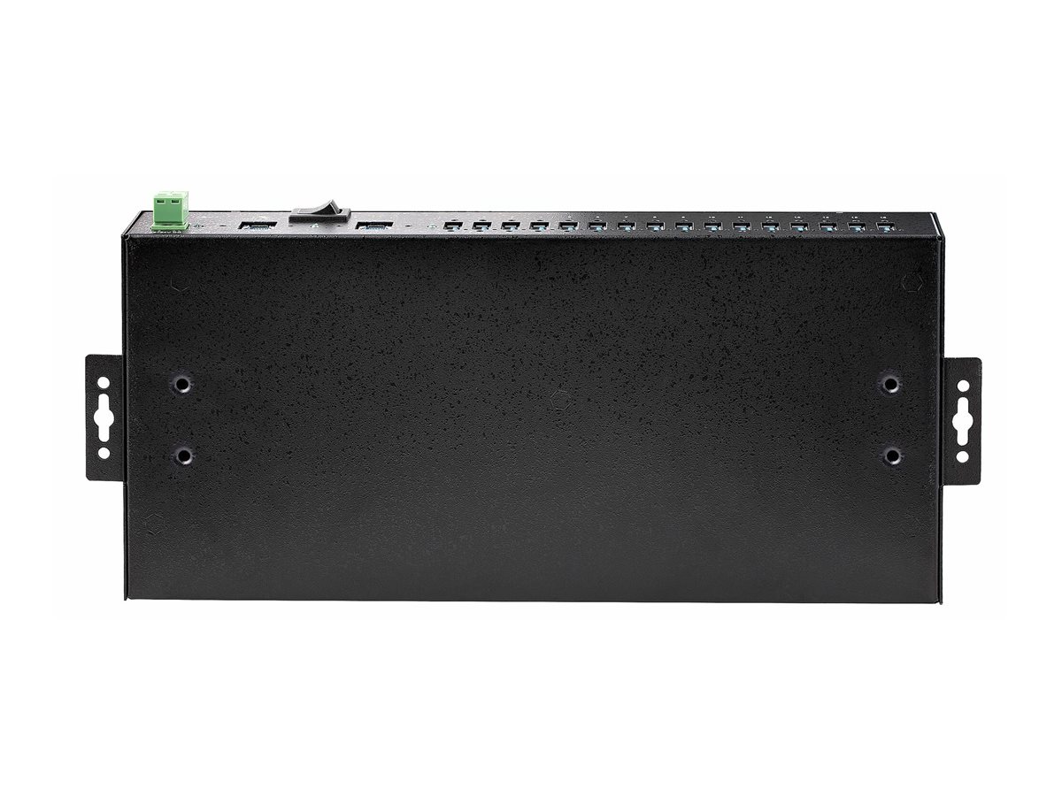 StarTech.com 16-Port Industrial USB 5Gbps Hubwith Power Adapter - Metal Enclosure - Mountable - ESD Protection - Terminal Block Power - USB Charging - Dual-Host Switch - TAA - Hub - 16 x USB 3.2 Gen 1