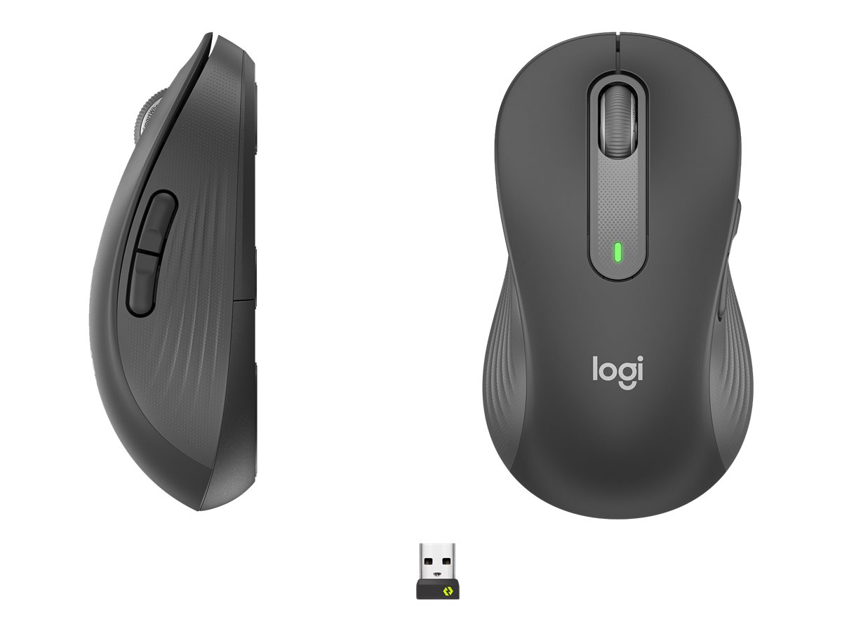 Logitech Signature M650 L LEFT - Maus - großeGröße - Für Linkshänder - optisch - 5 Tasten - kabellos - 2.4 GHz - Bluetooth - Logitech Logi Bolt USB-Empfänger - Graphite